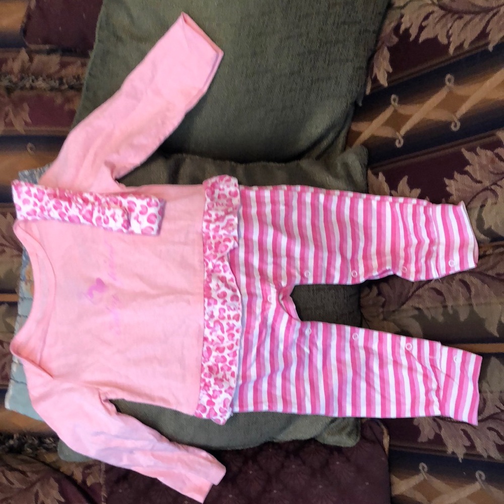 Baby phat 24 month pink and white leopard outfit with matching head band